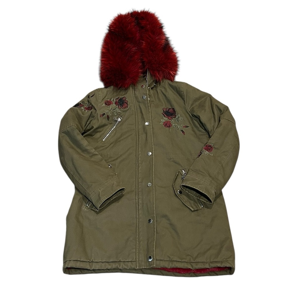 QED LONDON faux fur trimmed jacket